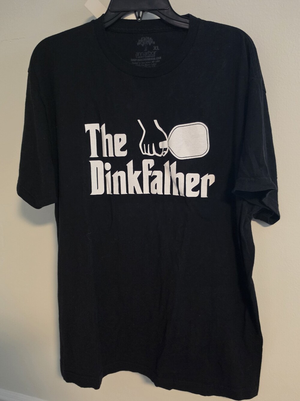 The Dinkfather Funny Pickleball T-Shirt Ann Arbor Black Unisex XL Like New